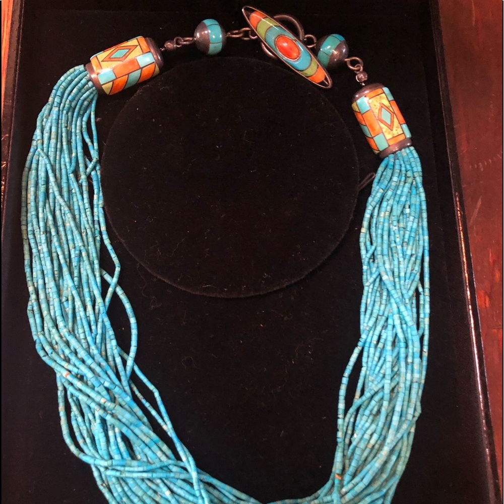 Turquoise Heishi Bead Necklace southwest Indian
